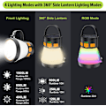 Pikkukuva 4 / 7: 1500 lumenin LED-retkeilylyhty - aurinko- ja USB-ladattava 7500 mAh:n varavirtalähde, 8 tilaa, vedenpitävä ulkoiluun, hätätilanteisiin ja seikkailuihin Orange&Black