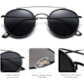 Pikkukuva 2 / 5: Retro pyöreät kaksoissiltaiset polarisoidut aurinkolasit naisille ja miehille Vintage Circle UV400 Sunnies SJ1104 Dark Black Grey