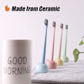 Miniatyrbild 4 av 7: Snygg Mini Keramik Tandborsthållare Stativ för Badrum Toalettbänkar (Grå 2-pack) 2Gray