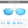 Miniatyrbillede 5 af 6: Ultra lette rektangulære polariserede solbriller UV400 beskyttelse Silver Frame Blue