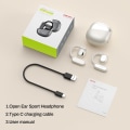 Miniatyrbilde 9 av 9: Åpne øre-hodetelefoner Bluetooth 5.3, True Wireless Open Ear Earbuds ENC Clear Talk med 16,2 mm dynamiske drivere 45 timer spilletid Trådløse ørepropper Langvarig White