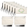 Miniatyrbillede 9 af 9: 10 stk. Canvas Kosmetikpung med Sort Lanyard Bærbar Multifunktionel Blank DIY Craft Taske til Rejse Makeup Taske White