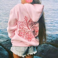 Miniatyrbilde 4 av 5: Palm Puff Oversized Hettegensere for Kvinner, Preppy Genser med Lange Ermer for Tenåringsjenter Y2K Grafisk T-skjorte med Lommer Rosa