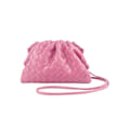 Miniatyrbillede 1 af 2: PU Vævet Taske Satchel Cloud Mini Læder Clutch Taske Pink