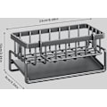 Miniatyrbillede 3 af 5: Vask Organizer, Køkkenvask Organizer med Drypbakke i Rustfrit Stål, Vaskehylde til Svamp, Opvaskemiddel, Viskestykke, Børste, Sort{HH}