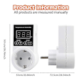 Miniatyrbillede 2 af 5: pc Termostatstik med sensor, digital temperaturregulatorstik, vandtæt temperaturkontakt EU-stik - AD10--O-