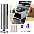 Miniatyrbillede 3 af 5: 4x 200 mm Møbelben Køkkenfødder Bordplade TV Skrivebord Sofa Ben Møbel Bordben i rustfrit stål -AD10--O-