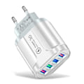 Miniatyrbillede 1 af 5: 3.1A 4 Port USB Rejseoplader Hurtig Opladning QC 3.0 Væglader til iPhone 14 13 Samsung Xiaomi Mobil EU Stik Opladningsadapter