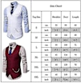 Miniatyrbild 4 av 6: Herrväst V-ringad Kostymväst Enkelknäppt Slim Fit Mode Kostymväst Claret-FQ3- Claret S