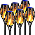Miniatyrbillede 1 af 5: 6-pak udendørs solcellelamper, udendørs solcellelamper med realistisk dynamisk flamme - solcellelamper til interiør, stier [Energiklasse G]-AD10--O-