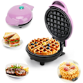 Pikkukuva 1 / 5: (Vaaleanpunainen) Mini Pyöreä Vaffelirauta ja Pannukakku Vaffelirauta Joululahjoiksi, Äitienpäiväksi, Lapsille
