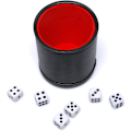 Miniatyrbild 2 av 5: Tärningskopp i konstläder med sammetsinsida, tyst vid skakning för Liar's Dice Farkle Yatzy brädspel (röd)[mo]