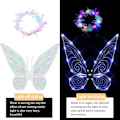 Miniatyrbilde 4 av 7: Glitterende fevinger for voksne, LED-hårbøyler og stjerner for karnevalsfest-LN7- Trollslända vit Trollslända vit