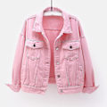 Pikkukuva 1 / 4: Kestävä pitkähihainen denimtakki naisille - lämpimät kevät- ja syystakit Pinkki Pink XXL
