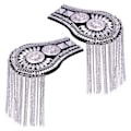 Miniatyrbild 4 av 5: 1/2/3/5 Epaulets tofs axelbrädor Legering för kläder Silver 6.7x11cm 1Set