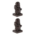 Miniatyrbild 4 av 5: 1/2/3/5 Trä Buddha Staty Staty Indien Staty Craft Ornament Happy Monk 2Set