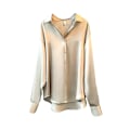 Miniatyrbild 1 av 5: Kvinnor Button-up skjorta Arbetar Lapel Blus Kläder Kläder Champagne Apricot M