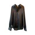 Miniatyrbild 1 av 5: Kvinnor Button-up skjorta Arbetar Lapel Blus Kläder Kläder Black M