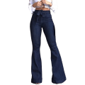 Miniatyrbild 1 av 5: 1/2/3 kvinnor vid ben jeans med hög midja byxor Höftlyftande Stretch Blue S 1 Pc