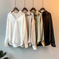 Miniatyrbild 4 av 5: Kvinnor Button-up skjorta Arbetar Lapel Blus Kläder Kläder Black L