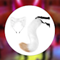 Miniatyrbild 3 av 5: För Fox Ears and Tail Cat Ear Pannband Huvudbonader för festbal White 50cm