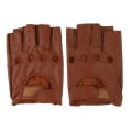 Miniatyrbild 1 av 5: 1/2/3/5 Retro PU eather Men Fingerless Driving Cykelhandskar Brown Hook Loop XXL 1Set