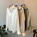 Miniatyrbild 4 av 5: Kvinnor Button-up skjorta Arbetar Lapel Blus Kläder Kläder Champagne Apricot 3XL