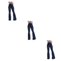 Miniatyrbild 2 av 5: 1/2/3 kvinnor vid ben jeans med hög midja byxor Höftlyftande Stretch Blue 2XL 3PCS