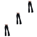 Miniatyrbild 5 av 5: 1/2/3 kvinnor vid ben jeans med hög midja byxor Höftlyftande Stretch Black M 3PCS