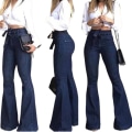 Miniatyrbild 4 av 5: 1/2/3 kvinnor vid ben jeans med hög midja byxor Höftlyftande Stretch Blue S 1 Pc