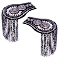 Miniatyrbild 5 av 5: 1/2/3/5 Epaulets tofs axelbrädor Legering för kläder Silver Black 6.7x11cm 1Set