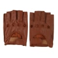 Miniatyrbild 4 av 5: 1/2/3/5 Retro PU eather Men Fingerless Driving Cykelhandskar Brown Hook Loop L 1Set