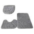 Miniatyrbild 1 av 5: 3st PU Mjuk Textur Stark Vattenabsorption Toalettmatta Set För Grey