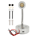 Miniatyrbillede 1 af 8: RV LED Senglampe USB Type C 3 Farvetemperatur Dæmpbar Touch Switch God Varmeafledning Rustfri RV Læselampe til Lastbiler DC12‑24V Sølv
