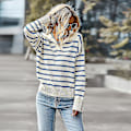 Miniatyrbillede 2 af 3: Blød og varm stribet sweater til kvinder - Casual blå top 2022