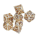 Pikkukuva 4 / 8: 7 kpl onttoja metalliheittokuutioita Setti Selkeä numero Polyhedron-heittokuutiot Setti pöytäroolipeleille Kulta