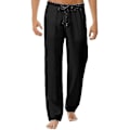 Miniatyrbillede 1 af 3: Sorte Linen Baggy Bukser Mænd Elastisk Talje Casual Strand Yoga Bukser