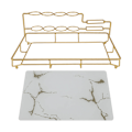 Miniatyrbild 1 av 8: Elektrisk tandborsthållare Multipurpose Light Luxury Elegant Stone Grain tandborste Tandkrämsorganisator för Counter Top Badrum Vit