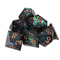 Pikkukuva 2 / 8: 7 kpl Polyhedron-hartsipeliäiset Värilliset Noppakokoelma Numeroidut Lautapeleille Musta
