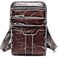 Miniatyrbild 1 av 5: Läder axelväska för mobiltelefon med bältesklämma - Herrresväska för resor, crossbody, messenger, för 6,5\" telefon - Kaffeebrun