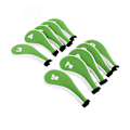 Pikkukuva 4 / 8: 10 kpl Golf Rauta Pääsuojussetti Vetoketjulla Golf Club Headcovers Sopii Useimmille Mailoille Suojaava Golf Head Covers Vihreä Valkoinen