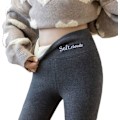 Pikkukuva 1 / 5: Naisten talviset rento fleece-legginsit, lämpimät slim fit -tightsit (musta, tummanharmaa)