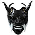 Halloween Akabane Mask Hodeplagg Samurai Noh Kabuki Prajna Djevel Cosplay Maske Black