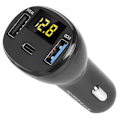Miniatyrbilde 2 av 8: 5V/2,4A QC3.0 Dobbel USB Hurtig Ladestasjon Billader Sigaretttenner Adapter Universal
