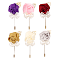 Miniatyrbillede 2 af 8: 6 stk Kunstig Rose Corsage Brosche Forlover Brudesvend Bryllup Tilbehør Bryllup
