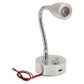 Miniatyrbillede 3 af 8: RV LED Senglampe USB Type C 3 Farvetemperatur Dæmpbar Touch Switch God Varmeafledning Rustfri RV Læselampe til Lastbiler DC12‑24V Sølv