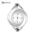Miniatyrbild 1 av 8: Geekthink Rhinestone Quartz Analog Watch Open Bangle Alloy Case Armbandsur Silver White