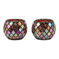 Miniatyrbilde 1 av 8: Te-farget Mosaikk Glass Lysestake Håndlaget Duftlys Kopp LED Lysstativ for Hjemmet