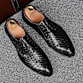 Miniatyrbild 1 av 4: Herrskor Formella Geometriska Svarta Läder Oxfords - Business, Bröllop, Fest Casual Klänningskor
