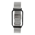 Miniatyrbillede 2 af 8: Mesh-rem i rustfrit stål med sort stødfangeretui som erstatning tilbehør Passer til Mi Band 7 Pro Sølv